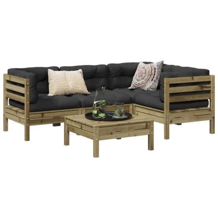 5-piece garden sofa set with impregnated pine wood cushions by vidaXL, Garden sets - Ref: Foro24-3299429, Price: 389,98 €, Di...