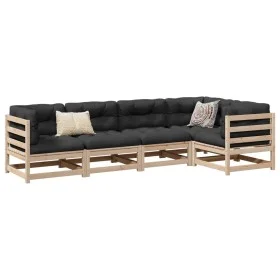5-teilige Gartensofagarnitur mit Kissen aus massivem Kiefernholz von vidaXL, Gartensets - Ref: Foro24-3299434, Preis: 476,05 ...