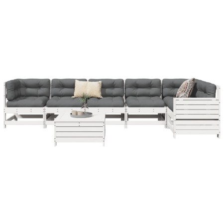 Gartensofa-Set 7-teilig aus massivem weißem Kiefernholz von vidaXL, Gartensets - Ref: Foro24-3250873, Preis: 496,10 €, Rabatt: %