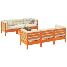 7-piece garden sofa set with wax-brown pine wood cushions by vidaXL, Garden sets - Ref: Foro24-3299305, Price: 569,49 €, Disc...