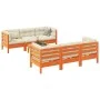 7-piece garden sofa set with wax-brown pine wood cushions by vidaXL, Garden sets - Ref: Foro24-3299305, Price: 569,49 €, Disc...