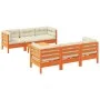 7-piece garden sofa set with wax-brown pine wood cushions by vidaXL, Garden sets - Ref: Foro24-3299305, Price: 569,49 €, Disc...