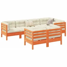 7-piece garden sofa set with wax-brown pine wood cushions by vidaXL, Garden sets - Ref: Foro24-3299497, Price: 627,63 €, Disc...