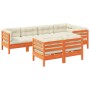7-piece garden sofa set with wax-brown pine wood cushions by vidaXL, Garden sets - Ref: Foro24-3299497, Price: 652,13 €, Disc...
