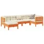 6-piece garden sofa set with wax-brown pine wood cushions by vidaXL, Garden sets - Ref: Foro24-3299527, Price: 522,91 €, Disc...