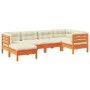 6-piece garden sofa set with wax-brown pine wood cushions by vidaXL, Garden sets - Ref: Foro24-3299527, Price: 522,91 €, Disc...