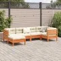 6-piece garden sofa set with wax-brown pine wood cushions by vidaXL, Garden sets - Ref: Foro24-3299527, Price: 522,91 €, Disc...