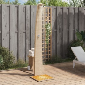 Außendusche PE-Rattan und beiges Akazienholz 55x60x224 cm von vidaXL, Pool- und Spa-Zubehör - Ref: Foro24-368211, Preis: 133,...