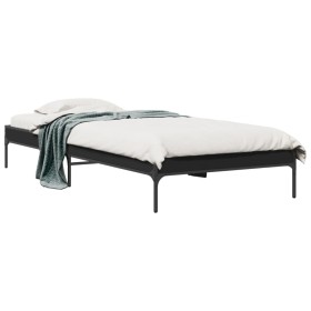 Black engineered wood and metal bed frame 90x190 cm by vidaXL, Beds and slatted bases - Ref: Foro24-845051, Price: 63,04 €, D...