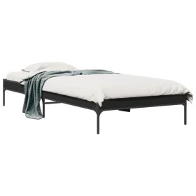 Estructura de cama madera de ingeniería y metal negra 90x190 cm de vidaXL, Camas y somieres - Ref: Foro24-845051, Precio: 55,...