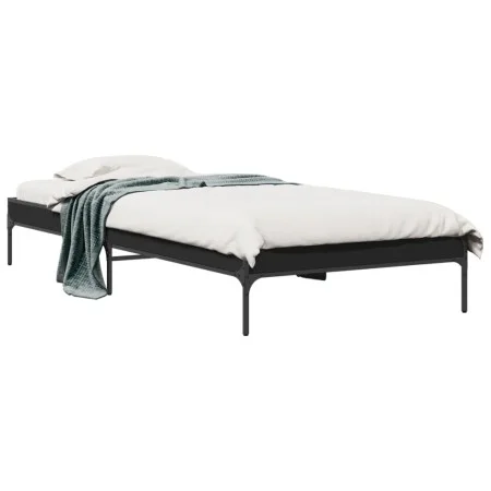 Black engineered wood and metal bed frame 90x190 cm by vidaXL, Beds and slatted bases - Ref: Foro24-845051, Price: 55,84 €, D...