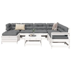 Gartensofa-Set 8-teilig aus massivem weißem Kiefernholz von vidaXL, Gartensets - Ref: Foro24-3250605, Preis: 499,42 €, Rabatt: %
