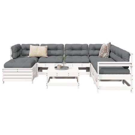 Gartensofa-Set 8-teilig aus massivem weißem Kiefernholz von vidaXL, Gartensets - Ref: Foro24-3250605, Preis: 499,42 €, Rabatt: %