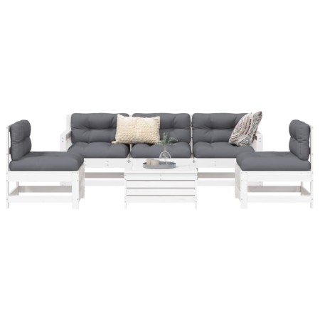 Gartensofa-Set 6-teilig aus massivem weißem Kiefernholz von vidaXL, Gartensets - Ref: Foro24-3250749, Preis: 388,41 €, Rabatt: %