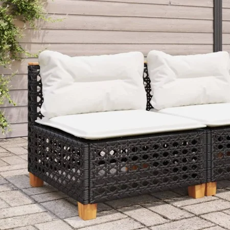 Garden sofa without armrests with black PE rattan cushions by vidaXL, Outdoor sofas - Ref: Foro24-365926, Price: 98,84 €, Dis...
