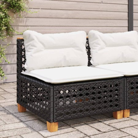 Gartensofa ohne Armlehnen mit schwarzen PE-Rattankissen von vidaXL, Outdoor-Sofas - Ref: Foro24-365926, Preis: 92,89 €, Rabat...