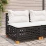 Sofá de jardín sin reposabrazos con cojines ratán PE negro de vidaXL, Sofás de exterior - Ref: Foro24-365926, Precio: 98,84 €...