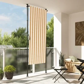 Außenrollo aus orange-weißem Stahlgewebe von vidaXL, Markisen - Ref: Foro24-368768, Preis: 64,09 €, Rabatt: %
