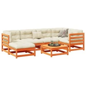 Gartensofa-Set 7-teilig aus massivem Kiefernholz, wachsbraun von vidaXL, Gartensets - Ref: Foro24-3299531, Preis: 417,79 €, R...