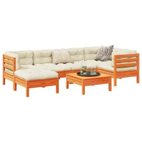 7-piece garden sofa set with wax-brown pine wood cushions by vidaXL, Garden sets - Ref: Foro24-3299538, Price: 577,84 €, Disc...