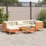 Set de sofás jardín 7 pzas con cojines madera pino marrón cera de vidaXL, Conjuntos de jardín - Ref: Foro24-3299538, Precio: ...
