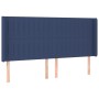 Cabecero con orejas de tela azul 183x16x118/128 cm