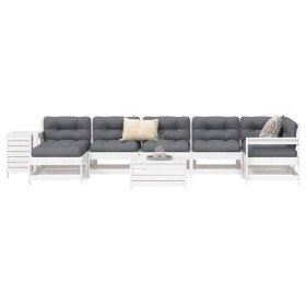 Gartensofa-Set 9-teilig aus massivem weißem Kiefernholz von vidaXL, Gartensets - Ref: Foro24-3250693, Preis: 587,14 €, Rabatt: %