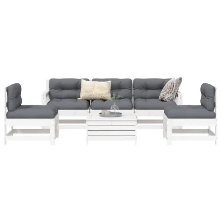 Gartensofa-Set 6-teilig aus massivem weißem Kiefernholz von vidaXL, Gartensets - Ref: Foro24-3250737, Preis: 391,87 €, Rabatt: %