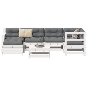 Gartensofa-Set 7-teilig aus massivem weißem Kiefernholz von vidaXL, Gartensets - Ref: Foro24-3250917, Preis: 512,44 €, Rabatt: %