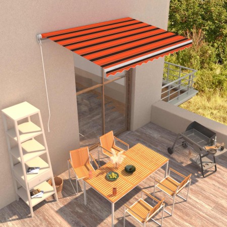 Toldo retráctil manual naranja y marrón 350x250 cm by vidaXL, Awnings - Ref: Foro24-3051211, Price: 380,73 €, Discount: %
