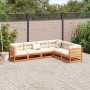 Set de sofás jardín 6 pzas con cojines madera pino marrón cera de vidaXL, Conjuntos de jardín - Ref: Foro24-3299457, Precio: ...