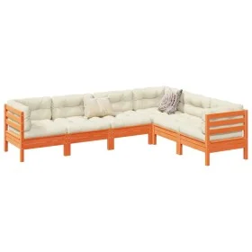 6-piece garden sofa set with wax-brown pine wood cushions by vidaXL, Garden sets - Ref: Foro24-3299460, Price: 541,87 €, Disc...