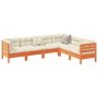 6-teilige Gartensofagarnitur mit wachsbraunen Kissen aus Kiefernholz von vidaXL, Gartensets - Ref: Foro24-3299460, Preis: 560...