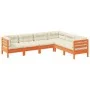 Set de sofás jardín 6 pzas con cojines madera pino marrón cera de vidaXL, Conjuntos de jardín - Ref: Foro24-3299460, Precio: ...