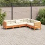 Set de sofás jardín 6 pzas con cojines madera pino marrón cera de vidaXL, Conjuntos de jardín - Ref: Foro24-3299460, Precio: ...