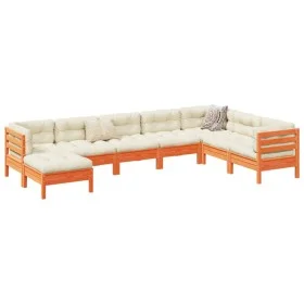 8-piece garden sofa set with wax-brown pine wood cushions by vidaXL, Garden sets - Ref: Foro24-3299578, Price: 692,94 €, Disc...