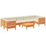Set de sofás jardín 8 pzas con cojines madera pino marrón cera de vidaXL, Conjuntos de jardín - Ref: Foro24-3299339, Precio: ...