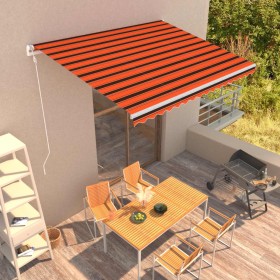 Retractable automatic awning in orange and brown, 400x300 cm. by vidaXL, Awnings - Ref: Foro24-3051203, Price: 547,55 €, Disc...