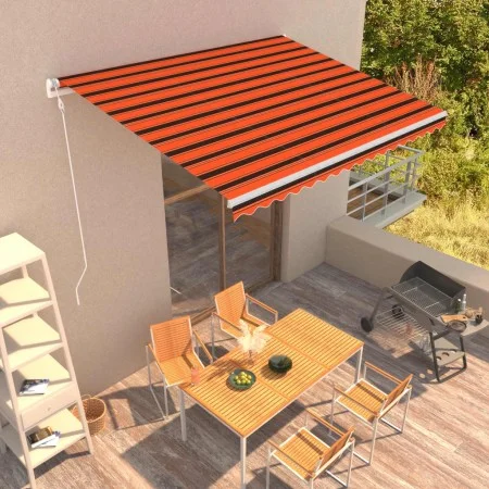 Retractable automatic awning in orange and brown, 400x300 cm. by vidaXL, Awnings - Ref: Foro24-3051203, Price: 678,28 €, Disc...