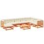 9-piece garden sofa set with wax-brown pine wood cushions by vidaXL, Garden sets - Ref: Foro24-3299586, Price: 953,54 €, Disc...