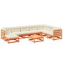 Set de sofás jardín 9 pzas con cojines madera pino marrón cera de vidaXL, Conjuntos de jardín - Ref: Foro24-3299586, Precio: ...
