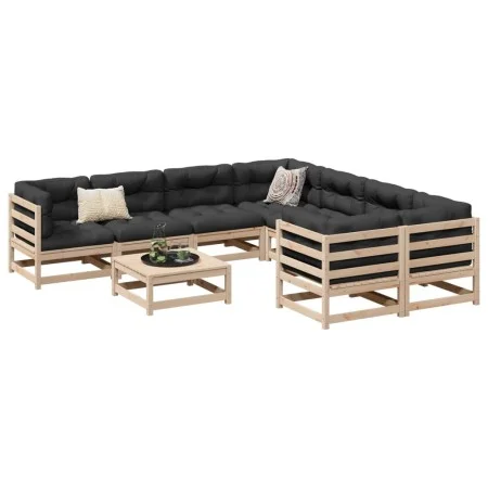 9-piece garden sofa set with solid pine wood cushions by vidaXL, Garden sets - Ref: Foro24-3299370, Price: 794,07 €, Discount: %