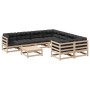 9-teiliges Gartensofa-Set mit Kissen aus massivem Kiefernholz von vidaXL, Gartensets - Ref: Foro24-3299370, Preis: 801,61 €, ...