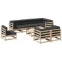 9-piece garden sofa set with solid pine wood cushions by vidaXL, Garden sets - Ref: Foro24-3299512, Price: 805,33 €, Discount: %
