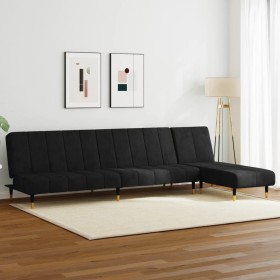 Zweiteilige Sofagarnitur aus schwarzem Samt von vidaXL, Sofas - Ref: Foro24-3216298, Preis: 419,22 €, Rabatt: %