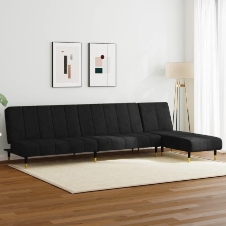Zweiteilige Sofagarnitur aus schwarzem Samt von vidaXL, Sofas - Ref: Foro24-3216298, Preis: 419,48 €, Rabatt: %