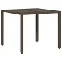 Garden table glass surface PE rattan brown 90x90x75 cm by vidaXL, Garden tables - Ref: Foro24-365587, Price: 113,10 €, Discou...