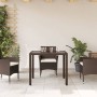 Garden table glass surface PE rattan brown 90x90x75 cm by vidaXL, Garden tables - Ref: Foro24-365587, Price: 109,69 €, Discou...