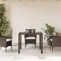 Garden table glass surface PE rattan brown 90x90x75 cm by vidaXL, Garden tables - Ref: Foro24-365587, Price: 113,10 €, Discou...