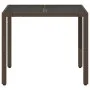 Garden table glass surface PE rattan brown 90x90x75 cm by vidaXL, Garden tables - Ref: Foro24-365587, Price: 113,10 €, Discou...